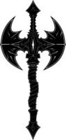 AI generated Silhouette viking ax or axe or warhammer weapon in mmorpg game black color only vector