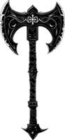 AI generated Silhouette viking ax or axe or warhammer weapon in mmorpg game black color only vector