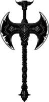 AI generated Silhouette viking ax or axe or warhammer weapon in mmorpg game black color only vector