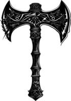 AI generated Silhouette viking ax or axe or warhammer weapon in mmorpg game black color only vector