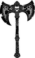 AI generated Silhouette viking ax or axe or warhammer weapon in mmorpg game black color only vector