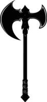 AI generated Silhouette viking ax or axe in mmorpg game black color only vector