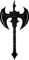 AI generated Silhouette viking ax or axe or warhammer weapon in mmorpg game black color only vector