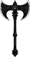 AI generated Silhouette viking ax or axe or warhammer weapon in mmorpg game black color only vector