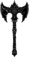 AI generated Silhouette viking ax or axe or warhammer weapon in mmorpg game black color only vector