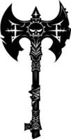 AI generated Silhouette viking ax or axe or warhammer weapon in mmorpg game black color only vector