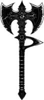 AI generated Silhouette viking ax or axe or warhammer weapon in mmorpg game black color only vector