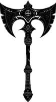 AI generated Silhouette viking ax or axe or warhammer weapon in mmorpg game black color only vector