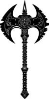 AI generated Silhouette viking ax or axe or warhammer weapon in mmorpg game black color only vector