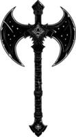 AI generated Silhouette viking ax or axe or warhammer weapon in mmorpg game black color only vector