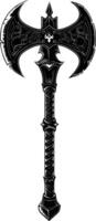 AI generated Silhouette viking ax or axe or warhammer weapon in mmorpg game black color only vector