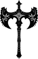 AI generated Silhouette viking ax or axe or warhammer weapon in mmorpg game black color only vector
