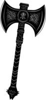 AI generated Silhouette viking ax or axe or warhammer weapon in mmorpg game black color only vector