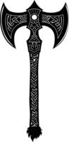 AI generated Silhouette viking ax or axe or warhammer weapon in mmorpg game black color only vector