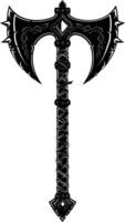 AI generated Silhouette viking ax or axe or warhammer weapon in mmorpg game black color only vector