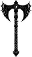 AI generated Silhouette viking ax or axe or warhammer weapon in mmorpg game black color only vector