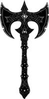 AI generated Silhouette viking ax or axe or warhammer weapon in mmorpg game black color only vector