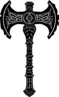 AI generated Silhouette viking ax or axe or warhammer weapon in mmorpg game black color only vector
