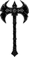 AI generated Silhouette viking ax or axe or warhammer weapon in mmorpg game black color only vector