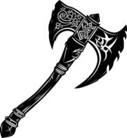 AI generated Silhouette viking ax or axe in mmorpg game black color only vector