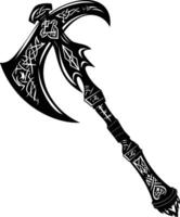 AI generated Silhouette viking ax or axe in mmorpg game black color only vector