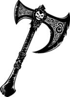 AI generated Silhouette viking ax or axe in mmorpg game black color only vector