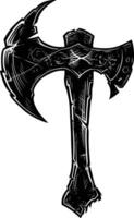 AI generated Silhouette viking ax or axe in mmorpg game black color only vector