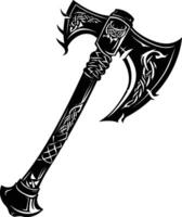 AI generated Silhouette viking ax or axe in mmorpg game black color only vector