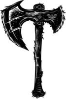 AI generated Silhouette viking ax or axe in mmorpg game black color only vector