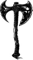 AI generated Silhouette viking ax or axe in mmorpg game black color only vector