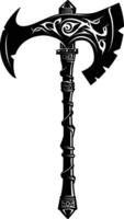 AI generated Silhouette viking ax or axe in mmorpg game black color only vector