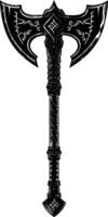 AI generated Silhouette viking ax or axe or warhammer weapon in mmorpg game black color only vector