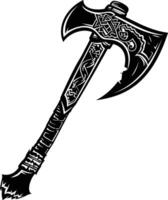 AI generated Silhouette viking ax or axe in mmorpg game black color only vector