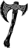 AI generated Silhouette viking ax or axe in mmorpg game black color only vector