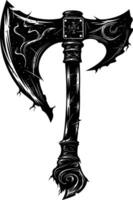 AI generated Silhouette viking ax or axe in mmorpg game black color only vector