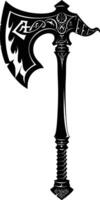 AI generated Silhouette viking ax or axe in mmorpg game black color only vector