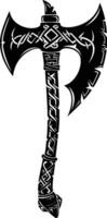 AI generated Silhouette viking ax or axe in mmorpg game black color only vector