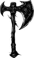 AI generated Silhouette viking ax or axe in mmorpg game black color only vector