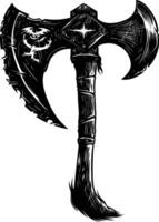 AI generated Silhouette viking ax or axe in mmorpg game black color only vector