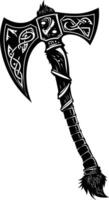 AI generated Silhouette viking ax or axe in mmorpg game black color only vector