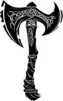 AI generated Silhouette viking ax or axe in mmorpg game black color only vector