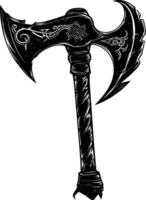 AI generated Silhouette viking ax or axe in mmorpg game black color only vector