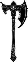 AI generated Silhouette viking ax or axe in mmorpg game black color only vector