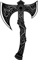 AI generated Silhouette viking ax or axe in mmorpg game black color only vector