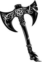 AI generated Silhouette viking ax or axe in mmorpg game black color only vector