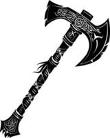 AI generated Silhouette viking ax or axe in mmorpg game black color only vector