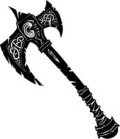 AI generated Silhouette viking ax or axe in mmorpg game black color only vector