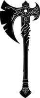 AI generated Silhouette viking ax or axe in mmorpg game black color only vector