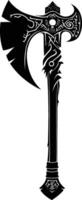 AI generated Silhouette viking ax or axe in mmorpg game black color only vector