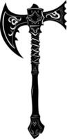 AI generated Silhouette viking ax or axe in mmorpg game black color only vector